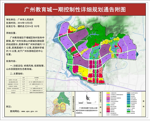 广州市规划局关于公布实施广州教育城一期控制性详细规划1项规划成果